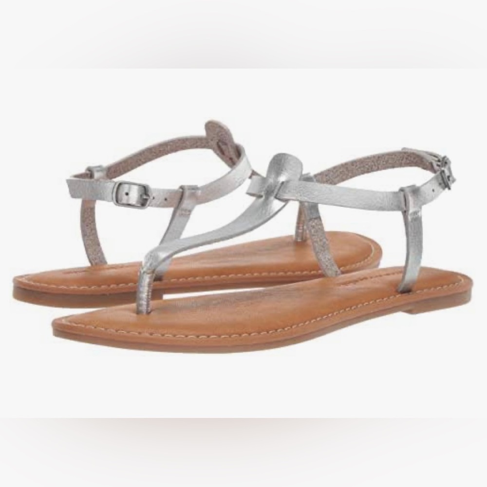 Women's Silver Sandals with Ankle Strap